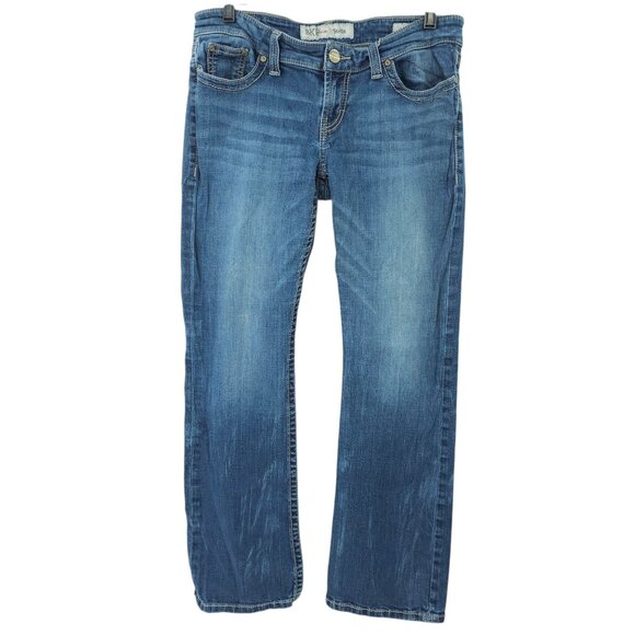 Buckle BKE Stella Jeans Stretch Size 30 Short Boot Low Rise Med Wash Distressed - Picture 1 of 13